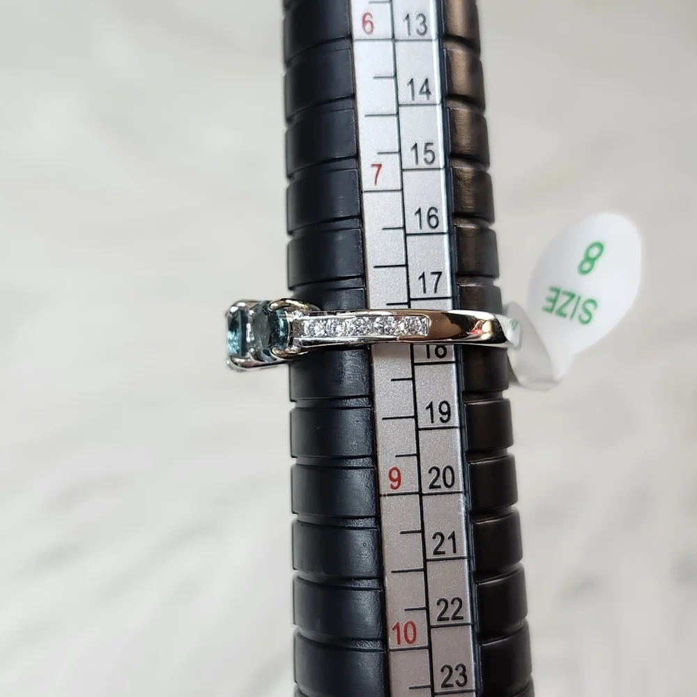 Lab Created London Blue Sapphire Ring on Rhodium Plating Size 8 - Picture 8 of 8